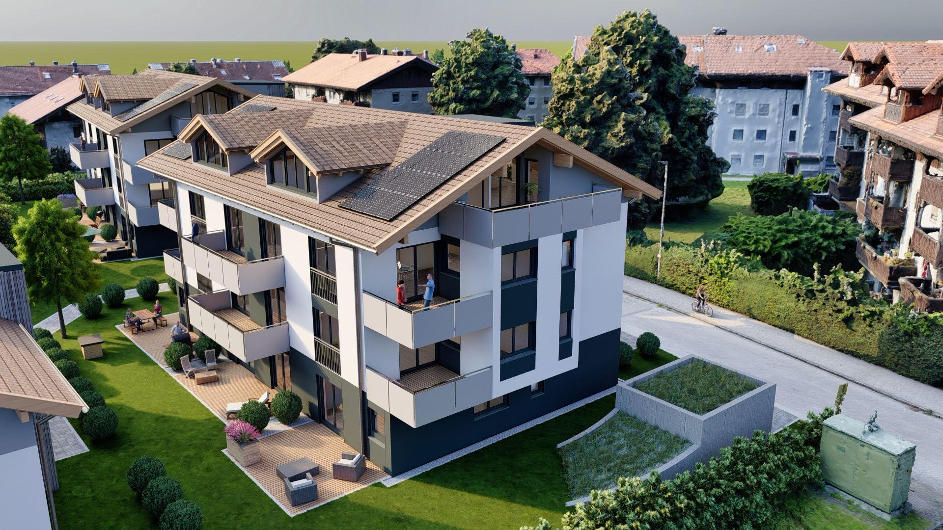 Architektur-Detailansicht der Wohnanlage Axdorfer-Feld³